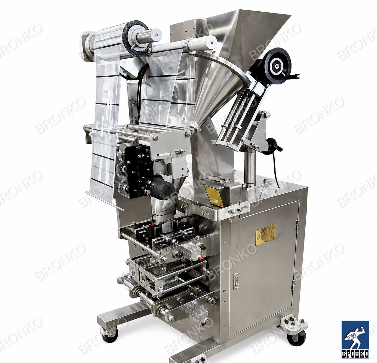 Bronkomatic-100F(4-шовный пакет). Фасовочно-упаковочный аппарат со шнековым дозатором (пневматика)-картинки анонса элементов