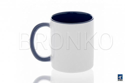 Кружка B11B-06 для термотрансфера 11oz, с синей ручкой и ободком