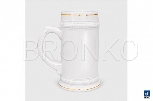 Кружка B922-01 для термотрансфера пивная 22oz, с золотым  ободком