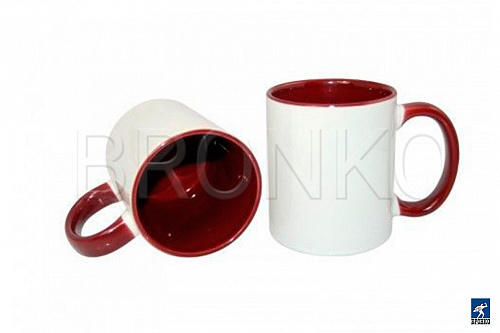Кружка B11T-09 для термотрансфера 11oz, бордовая внутри + бордовая ручка