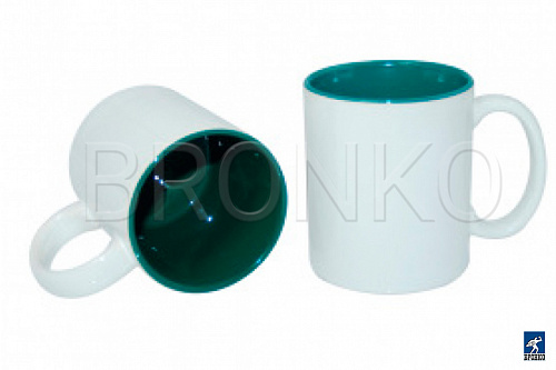Кружка B21N-06 для термотрансфера 15oz, белая, зеленая внутри 